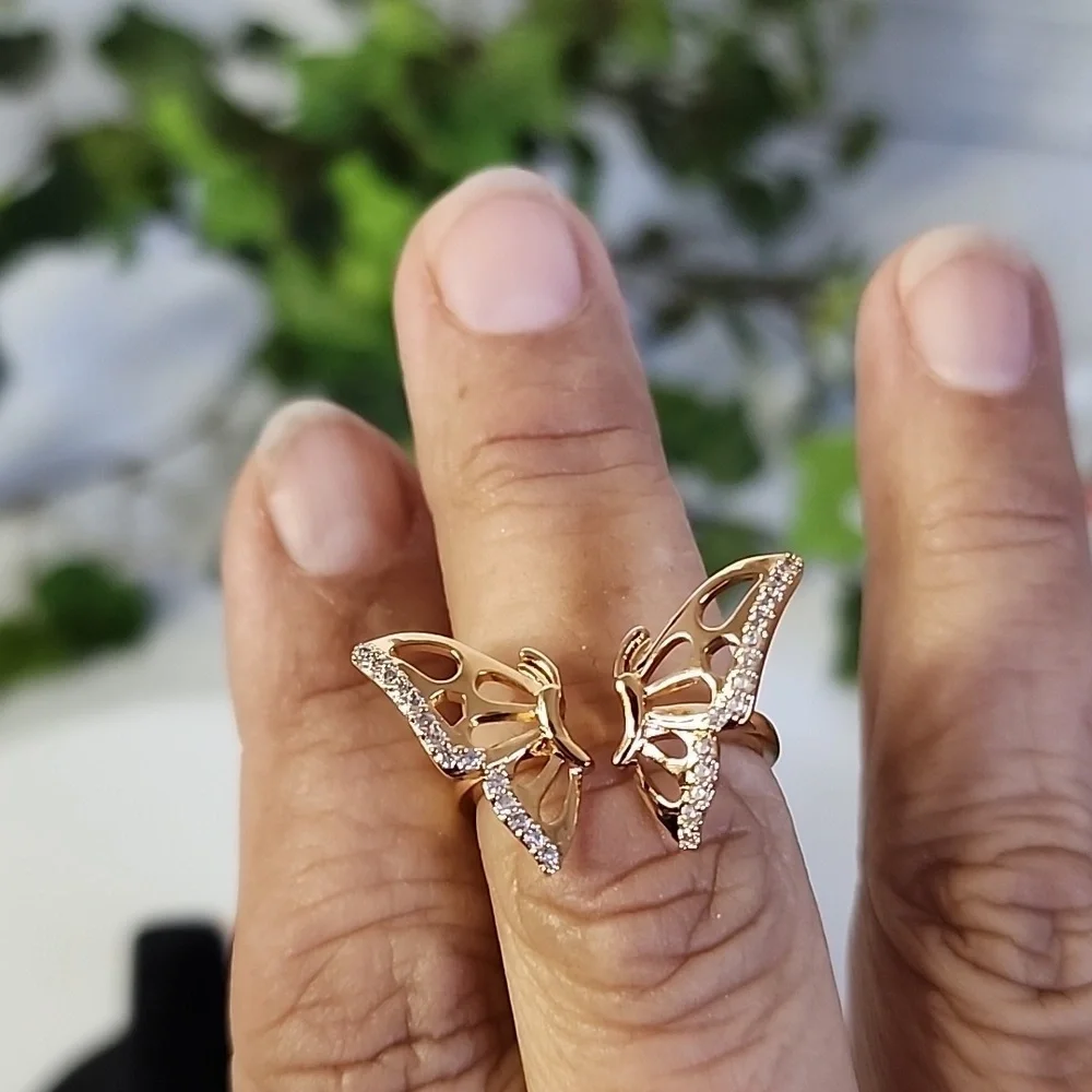 Gold Filled Butterfly Open Adjustable Ring